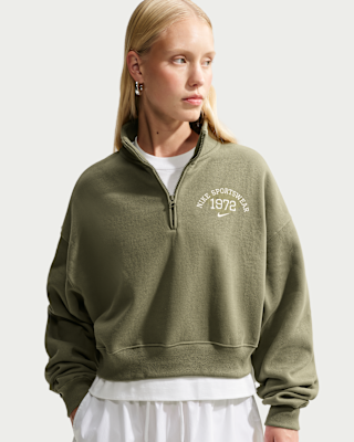 Nike Studio Fleece Medium Weight Women's Oversized 1/4-Zip Cropped
